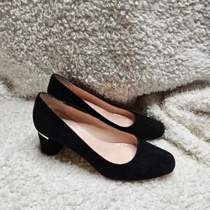 Kate Spade New York Dolores Too Suede Black Block Heel Pumps sz 8
